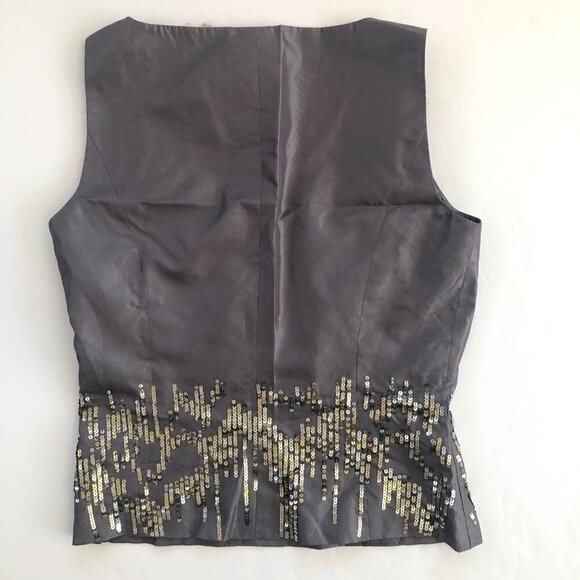 NWT Vintage Laura Ashley Gray Satin Sequined Sleeveless Top Size 4 - Picture 3 of 10